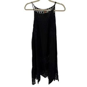 Johnny Was Slip Dress Womens S Black Lace Crochet Handkerchief Hem C30298
